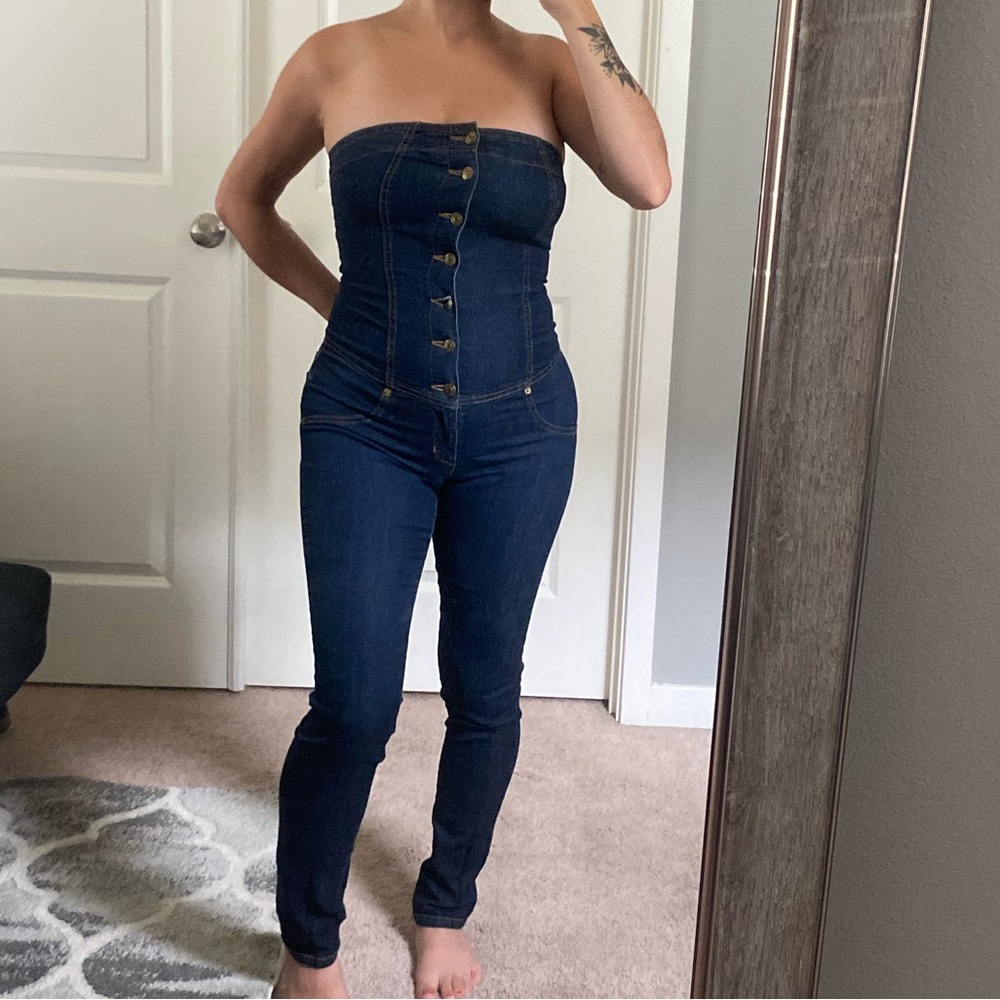 Good Time USA Jean Dark Wash Jumpsuit